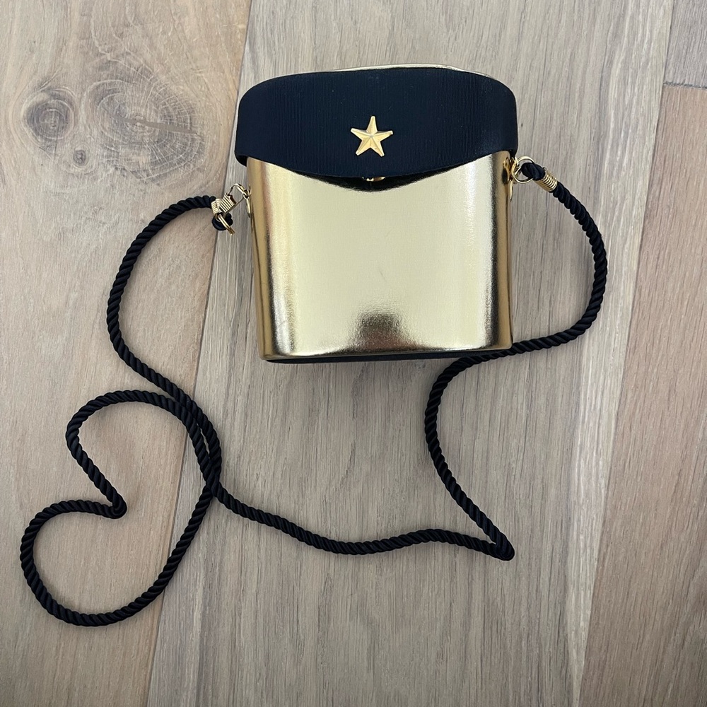 Vintage gold & black cross body bag
